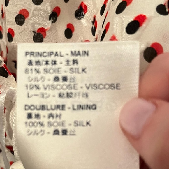 Sold — Louis Vuitton 2019 Silk Chiffon Wrap Dress Ivory Red Black Dot FR38 6 - Picture 9 of 14